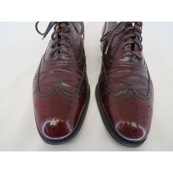 Salvatore Ferragamo Burgundy Leather Long Wing Oxford Dress Shoes Mens Sz 10.5 C